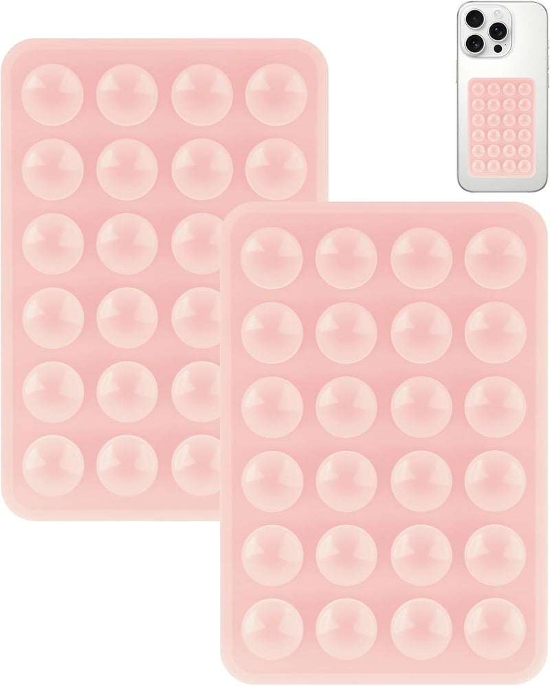 Yojaro 2 Pack Silicone Suction Phone Case Mount, Silicon Adhesive Smartphones Stand Sticky, Non Slip Suction Cup, Hands-Free Phone Accessories Holder for Selfies and Videos Chalk Pink - Image 1